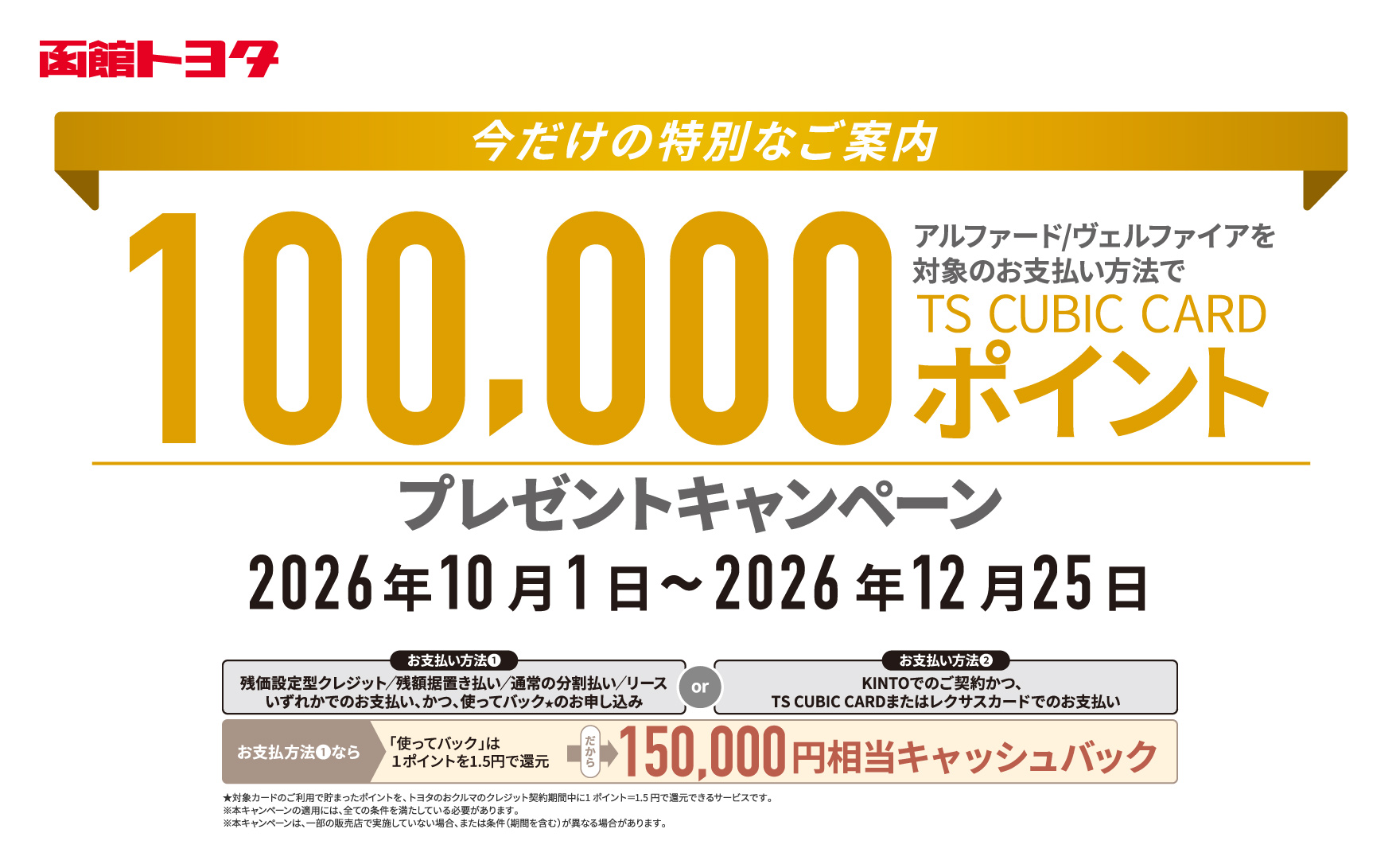 TS CUBIC CARD 100,000ポイント プレゼントキャンペーン